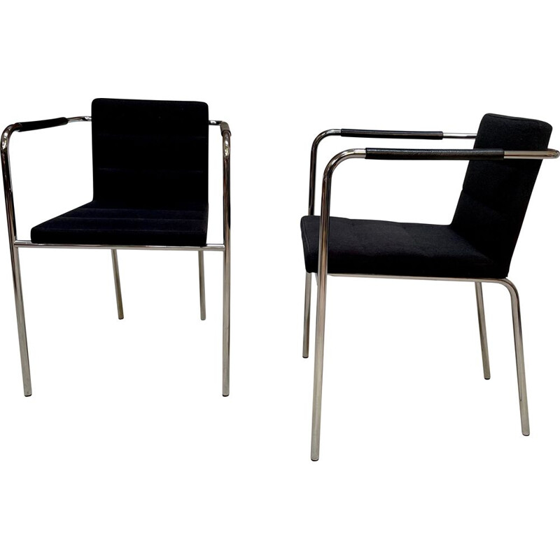 Paire de fauteuils suédois minimalistes vintage "Cinema" en tube d'acier par Gunilla Allard pour Lammhults, 1990
