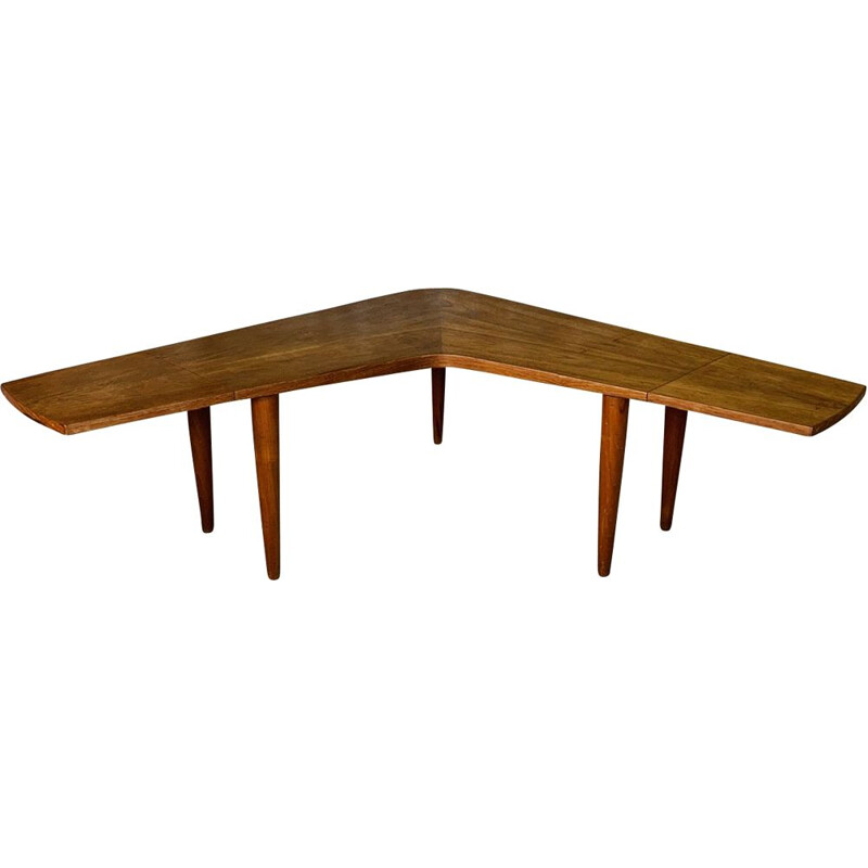 Scandinavian vintage boomerang coffee table with folding leaves by Samcom, 1960