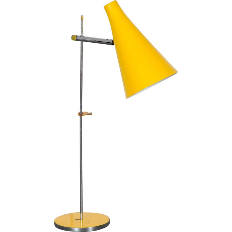 Vintage yellow metal table lamp by Josef Hurka for Lidokov, 1960