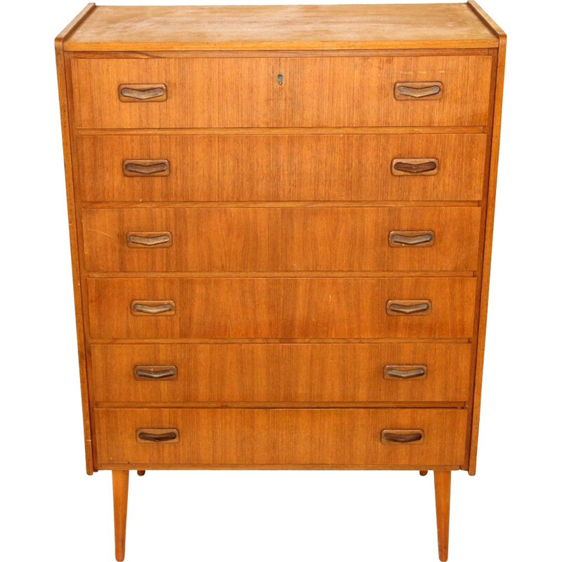 Vintage teak chest of drawers with 6 drawers, Sweden 1960