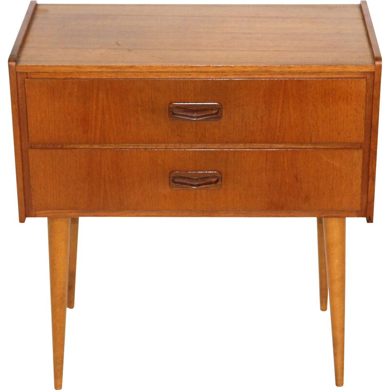 Vintage teak chest of drawers with 2 drawers, Sweden 1960s