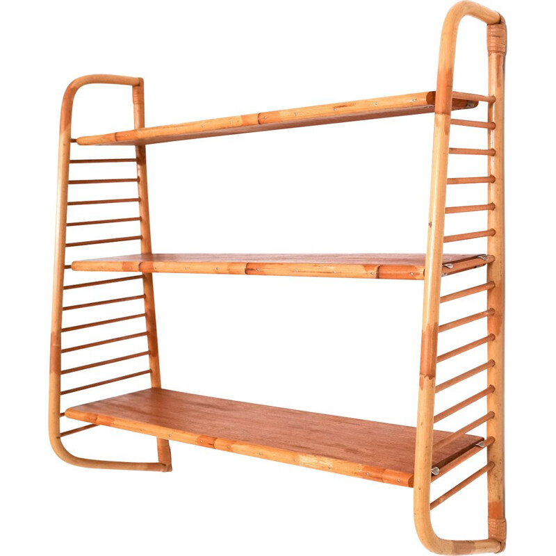 Modular vintage shelf in rattan