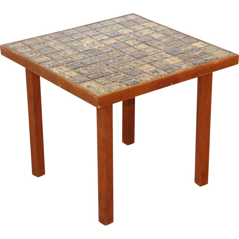 Vintage mosaic and teak side table, Sweden 1960