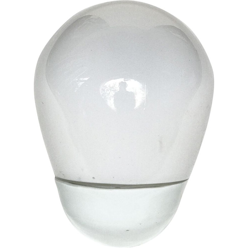 Vintage wit porselein en melkglas wandlamp van Wilhelm Wagenfeld voor Lindner, Duitsland 1955