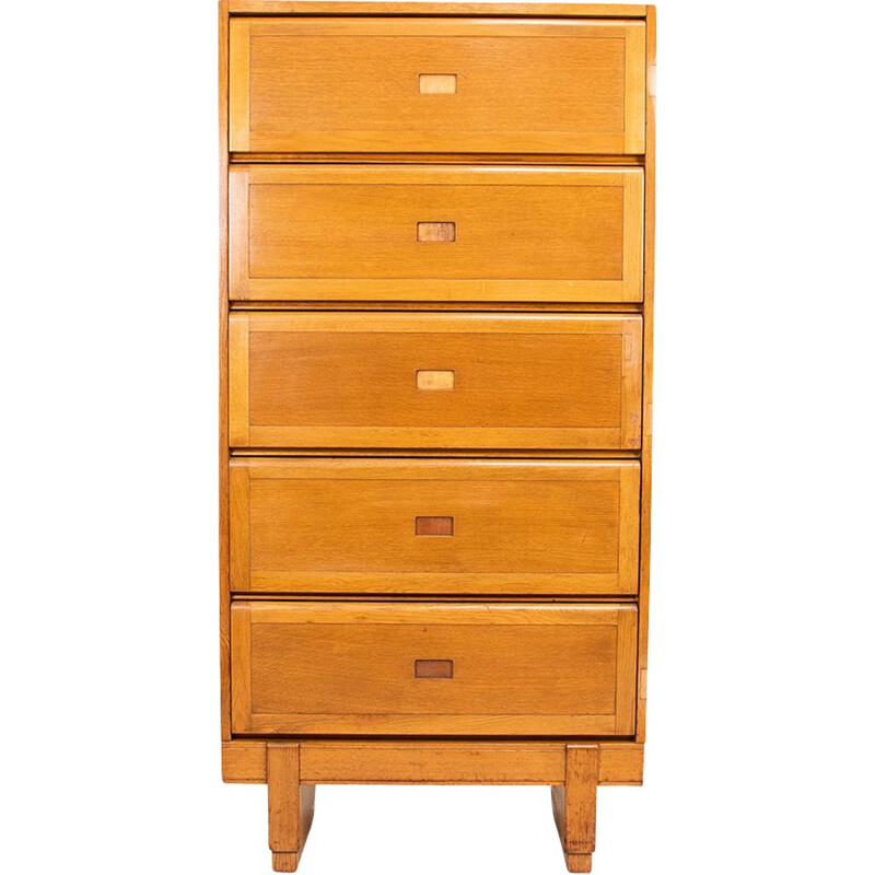 Mid century oakwood filing chest of drawers by Staverton for RAF, 1960s