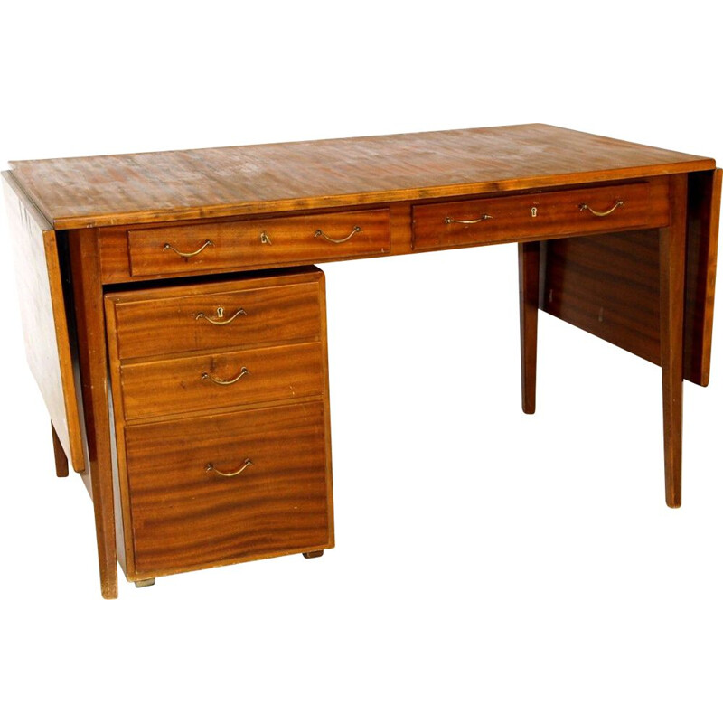 Vintage mahogany desk, Sweden 1950