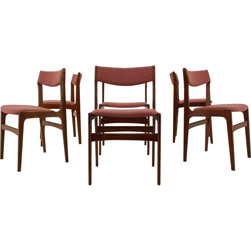 Ensemble de 6 chaises danoises vintage en teck, 1960