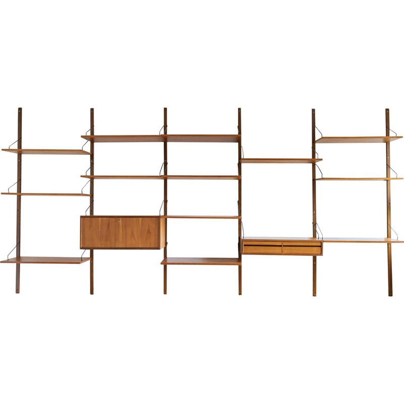 Set of 15 Danish vintage system teak wall units by Poul Cadovius for Cado, 1960s