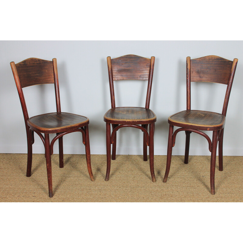 Ensemble de 6 chaises bistrot vintage Fischel en hêtre courbé, Autriche
