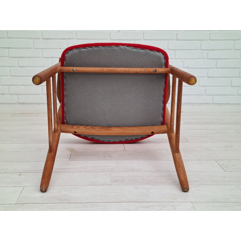 Danish vintage oakwood armchair in KVADRAT furniture wool, 1970s