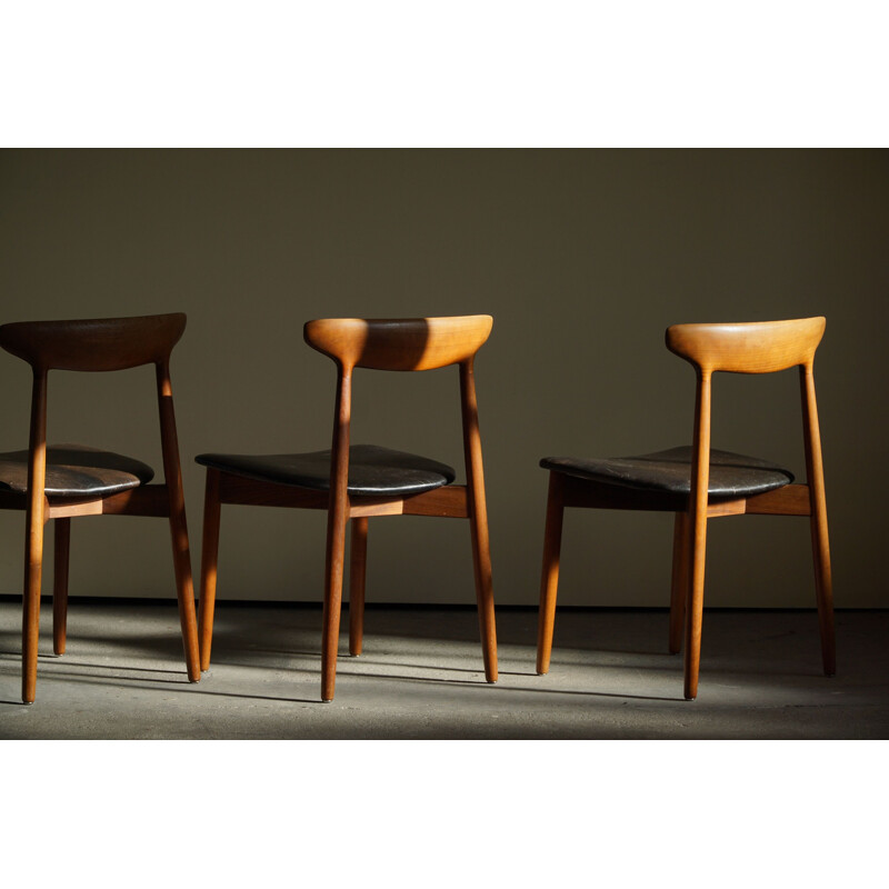 Set of 4 Danish mid century teak dining chairs by Harry Østergaard, 1960s