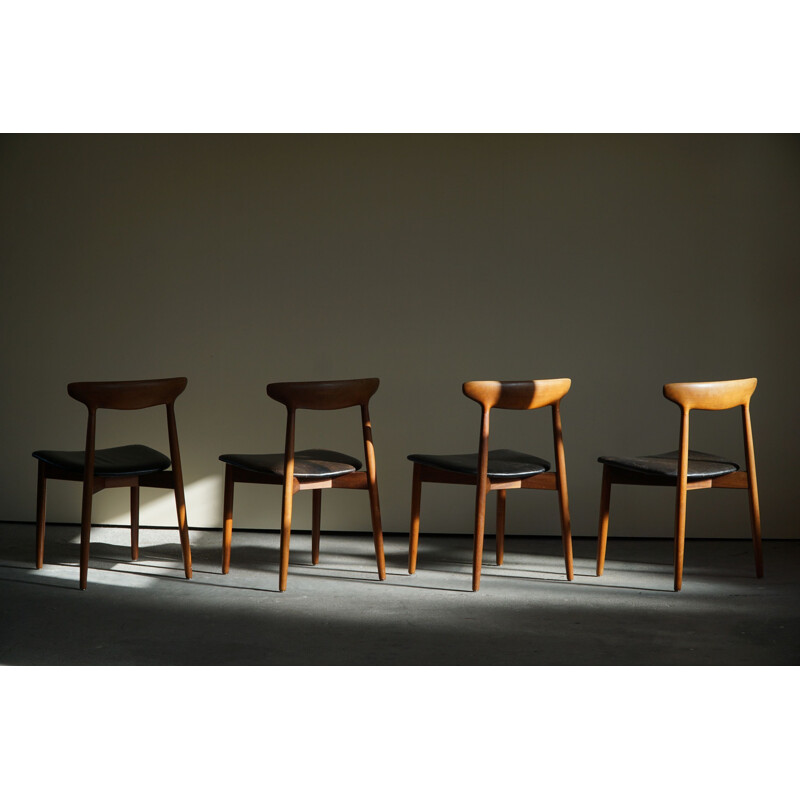 Set of 4 Danish mid century teak dining chairs by Harry Østergaard, 1960s