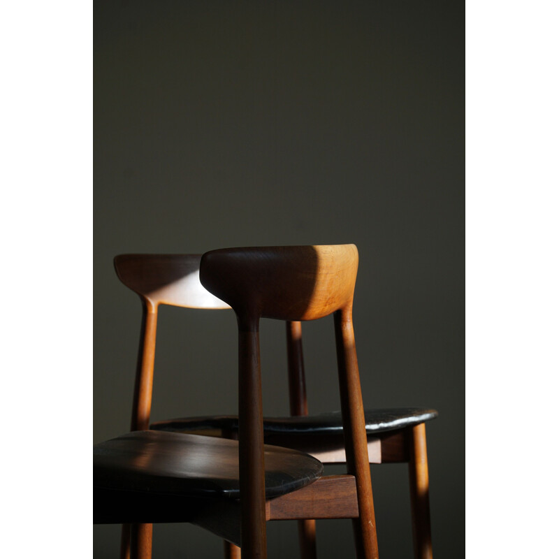 Set of 4 Danish mid century teak dining chairs by Harry Østergaard, 1960s