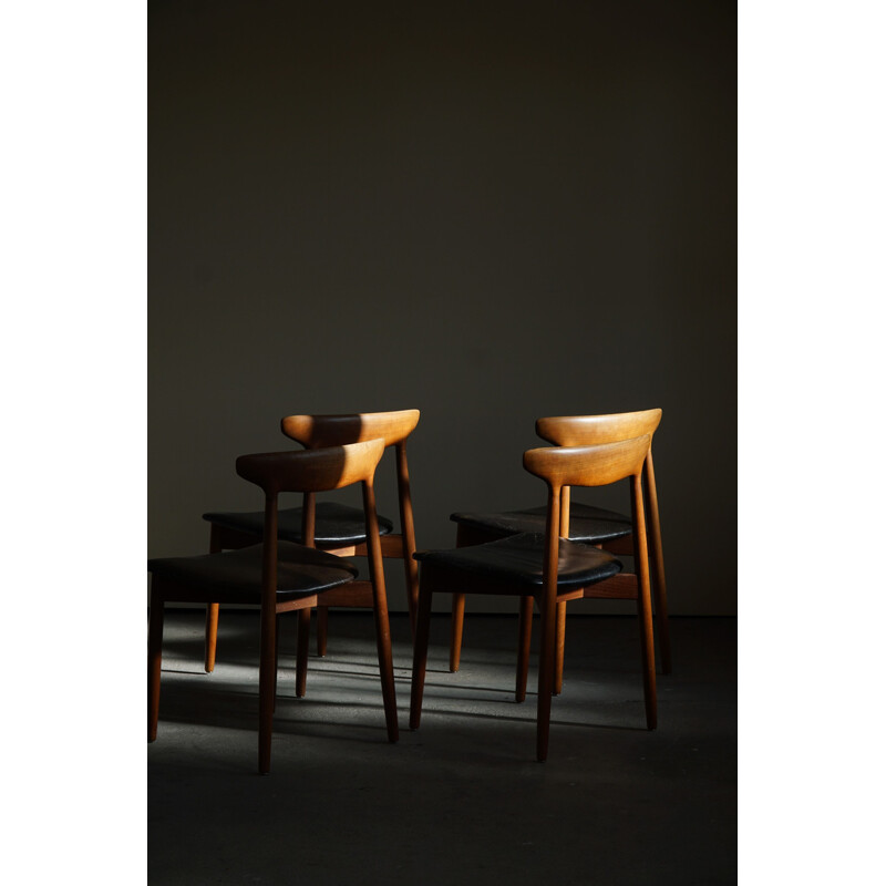 Set of 4 Danish mid century teak dining chairs by Harry Østergaard, 1960s