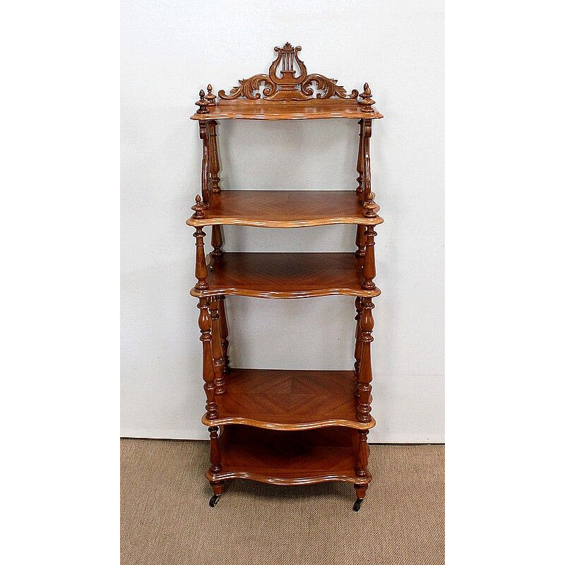 Vintage music shelf in solid walnut, 1920