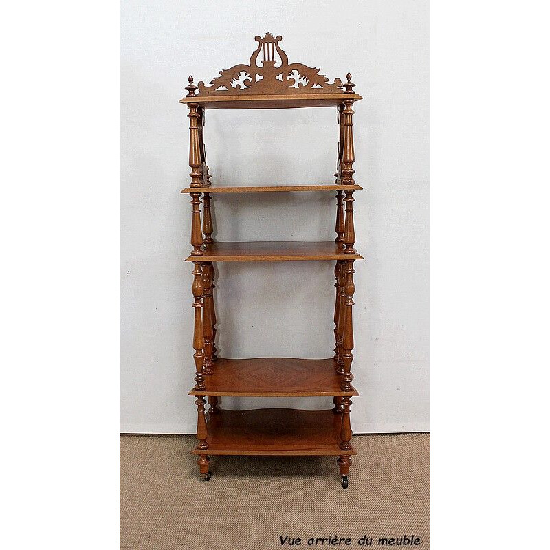 Vintage music shelf in solid walnut, 1920