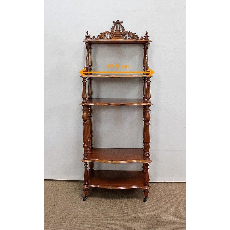 Vintage music shelf in solid walnut, 1920