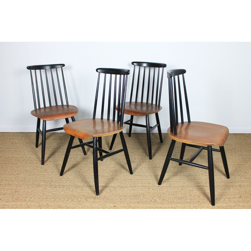 Set of 4 vintage Fanett chairs by Ilmari Tapiovaara, Finland 1960