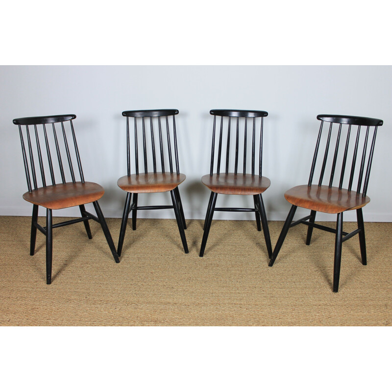 Set of 4 vintage Fanett chairs by Ilmari Tapiovaara, Finland 1960