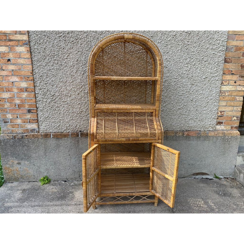 Vintage secretary in rattan wicker, 1960-1970