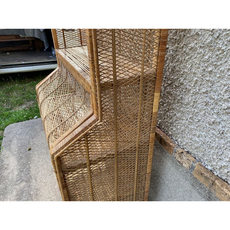 Vintage secretary in rattan wicker, 1960-1970