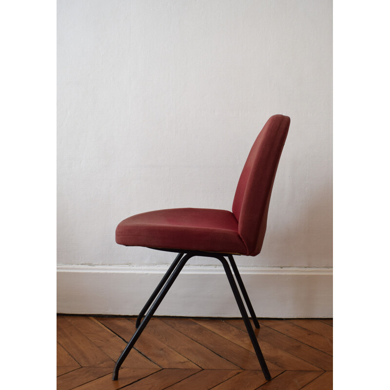 Steiner chair in metal and red fabric, Joseph-André MOTTE - 1960s