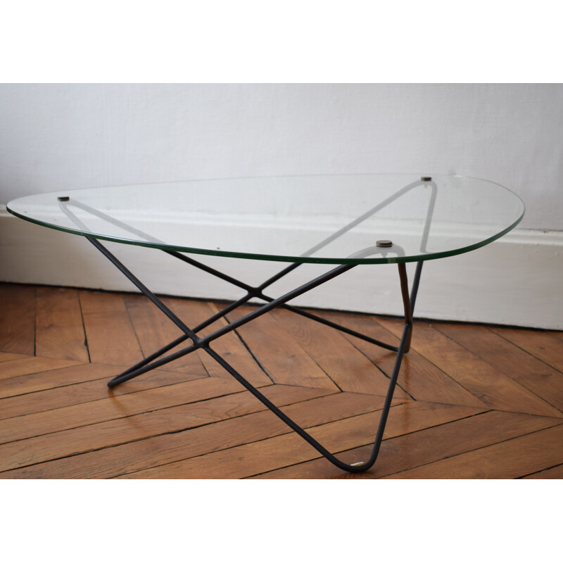 Airborne coffee table in metal, Jacques TOURNUS  - 1950s