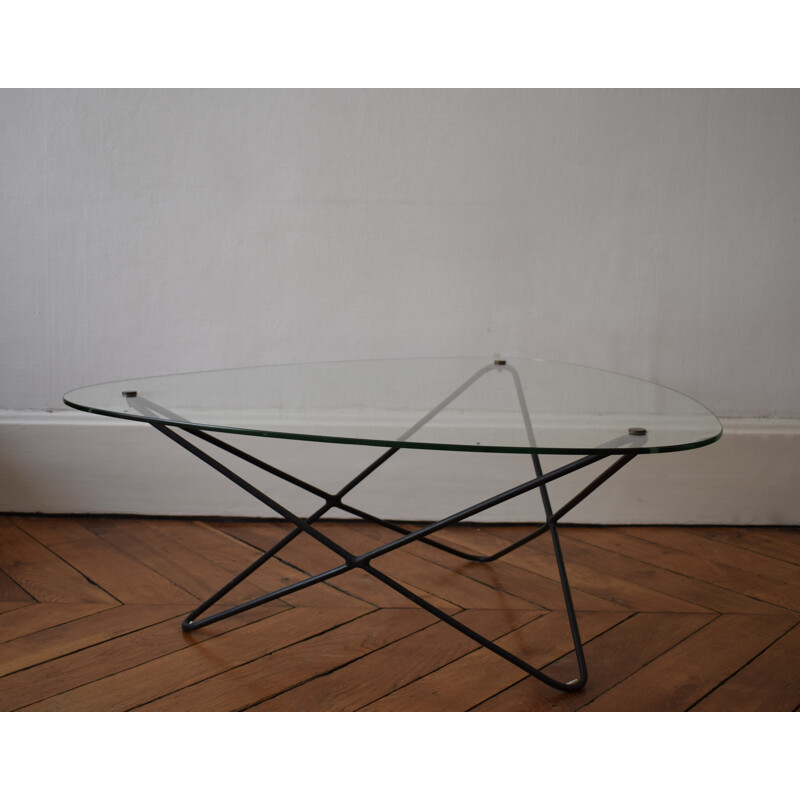 Airborne coffee table in metal, Jacques TOURNUS  - 1950s