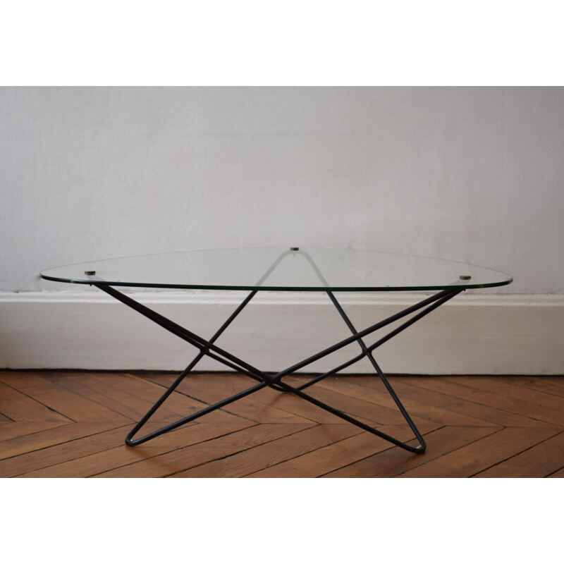 Airborne coffee table in metal, Jacques TOURNUS  - 1950s