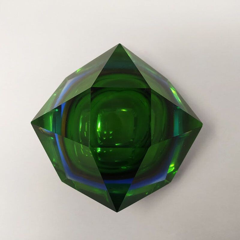 Vintage green and blue ashtray by Flavio Poli for Seguso, 1960s