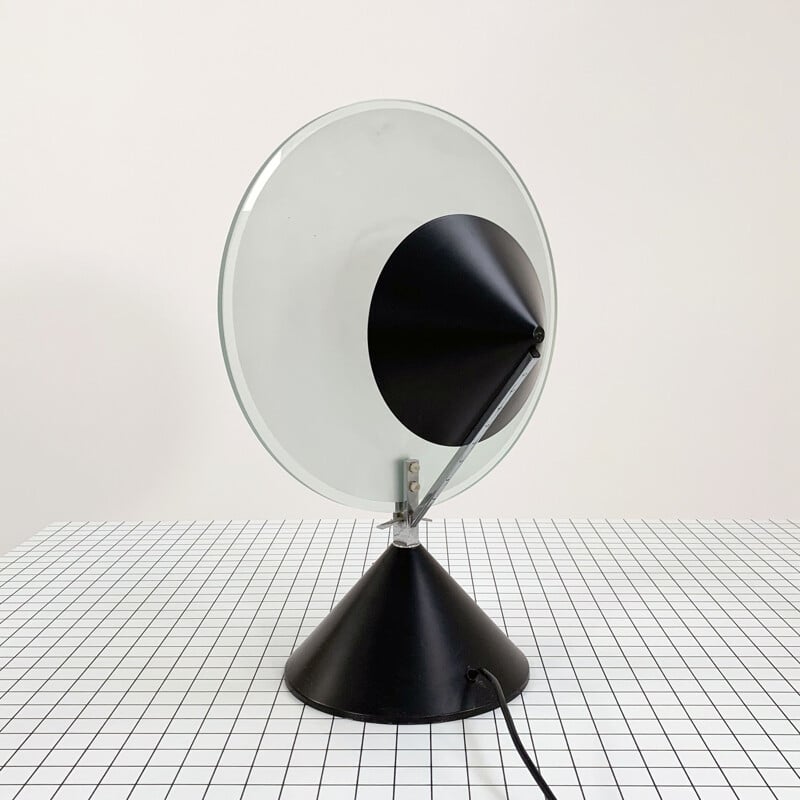 Vintage black and white Murano glass table lamp by F. Fabbian, 1980s