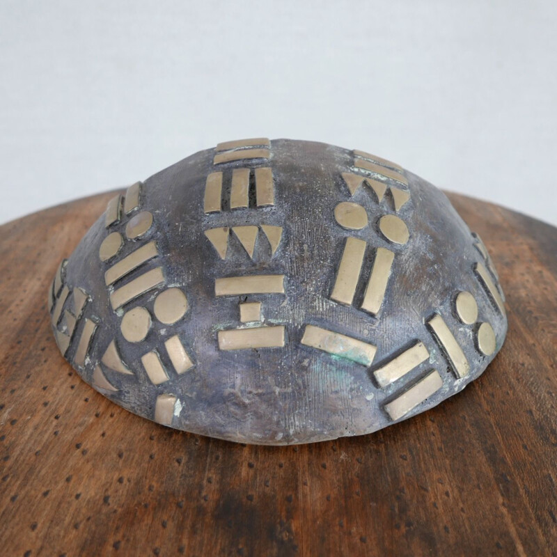 Mid-century patinated brass French wall lamp, 1960s