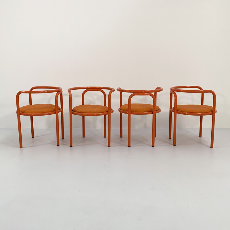 Set of 4 vintage orange Locus Solus chairs by Gae Aulenti for Poltronova, 1960s