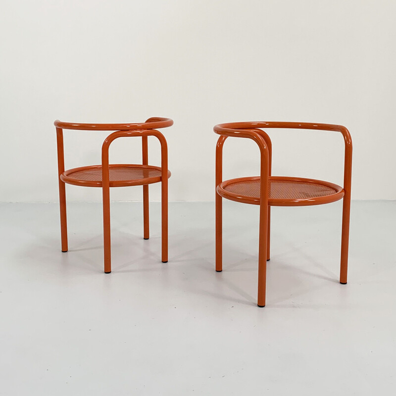 Ensemble de 4 chaises vintage orange Locus Solus de Gae Aulenti pour Poltronova, 1960