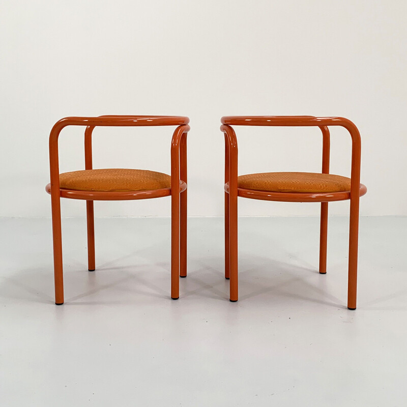 Ensemble de 4 chaises vintage orange Locus Solus de Gae Aulenti pour Poltronova, 1960