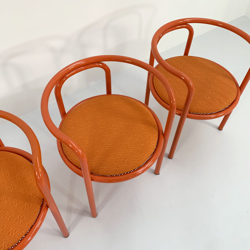 Set of 4 vintage orange Locus Solus chairs by Gae Aulenti for Poltronova, 1960s