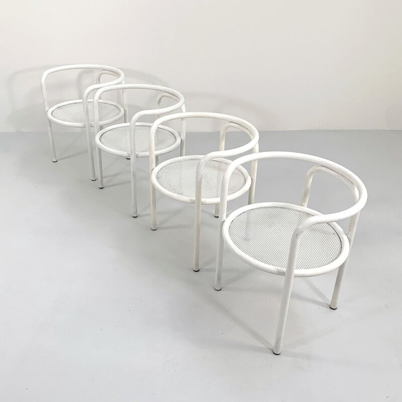 Set of 4 vintage white Locus Solus chairs by Gae Aulenti for Poltronova, 1960s