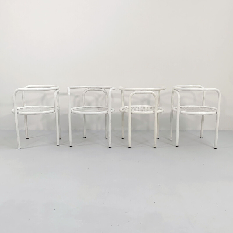 Set of 4 vintage white Locus Solus chairs by Gae Aulenti for Poltronova, 1960s