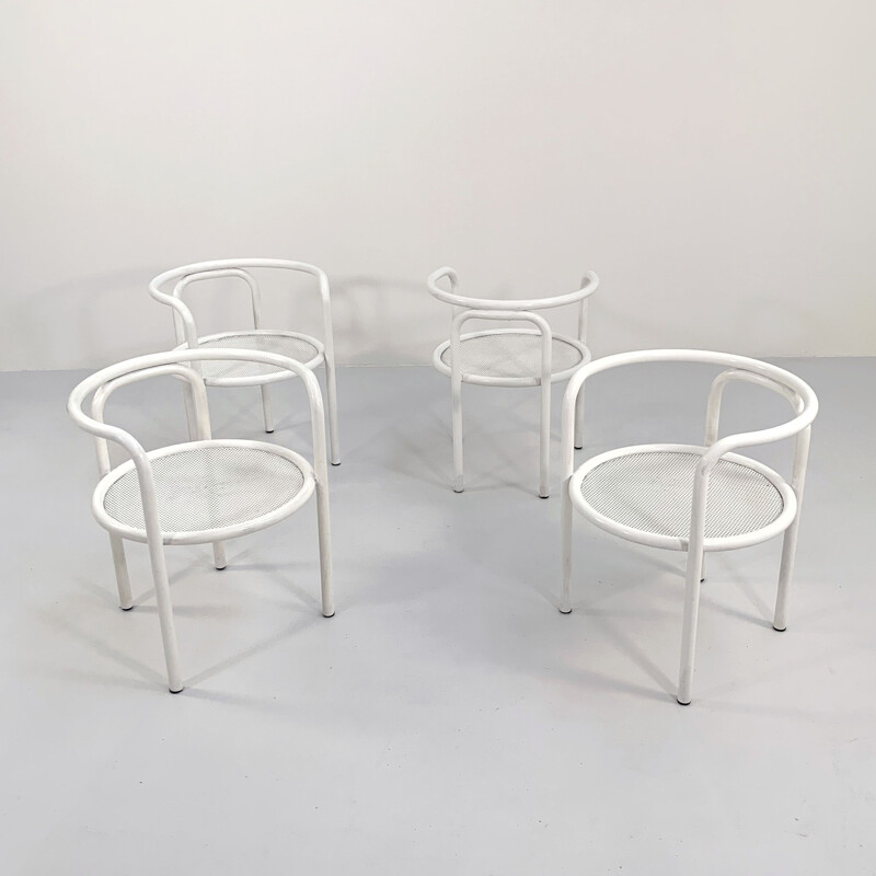 Ensemble de 4 chaises vintage Locus Solus blanches de Gae Aulenti pour Poltronova, 1960