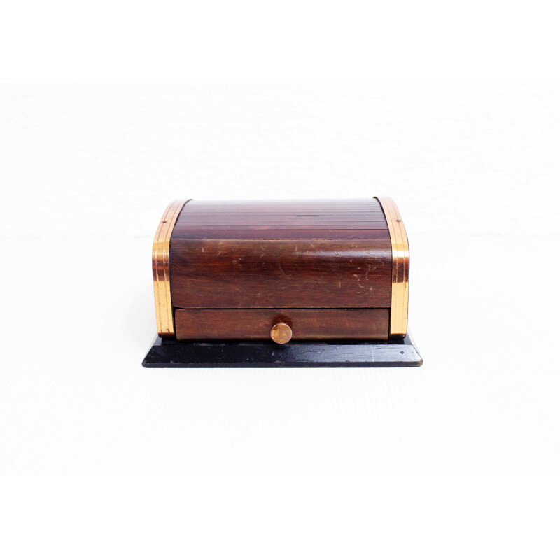 Vintage Art Deco cigar box with drawer ashtray, 1930