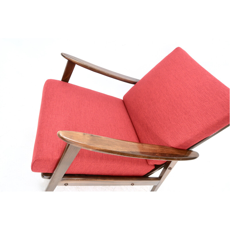 Paire de fauteuils rouges vintage, 1950