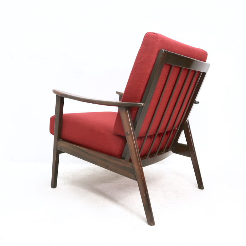 Paire de fauteuils rouges vintage, 1950