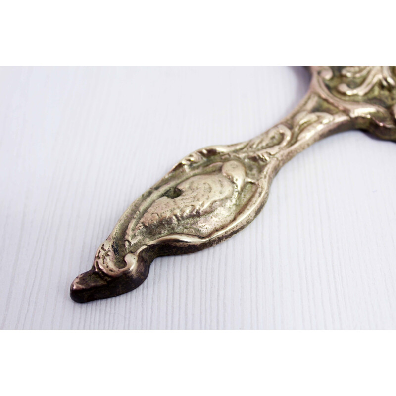 Vintage Art Nouveau hand mirror in bronze