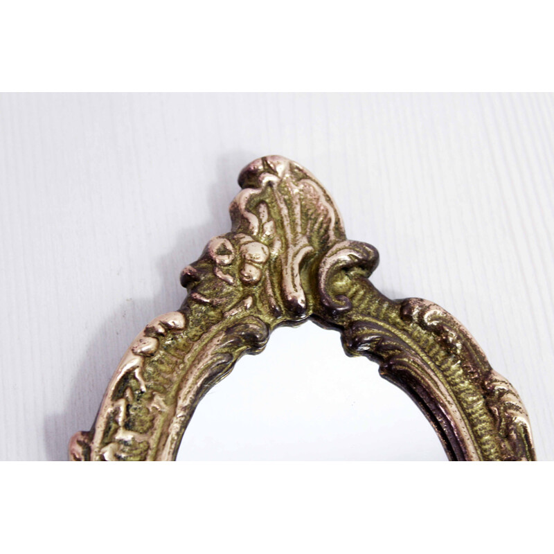 Miroir à main Art Nouveau vintage en bronze