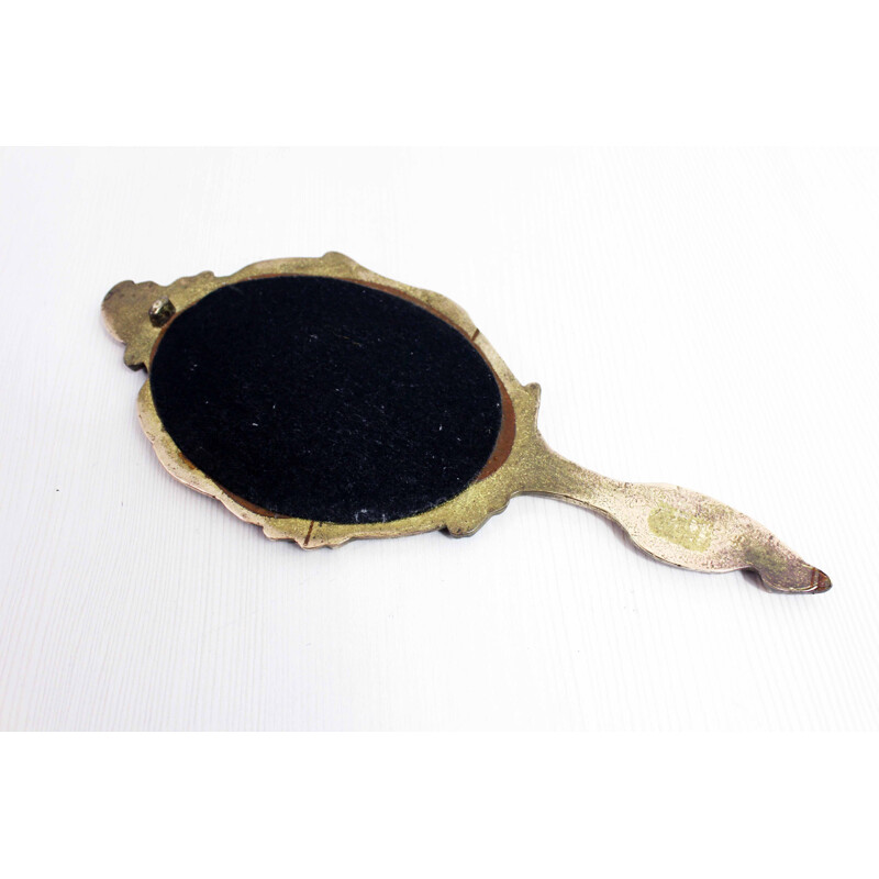 Vintage Art Nouveau hand mirror in bronze