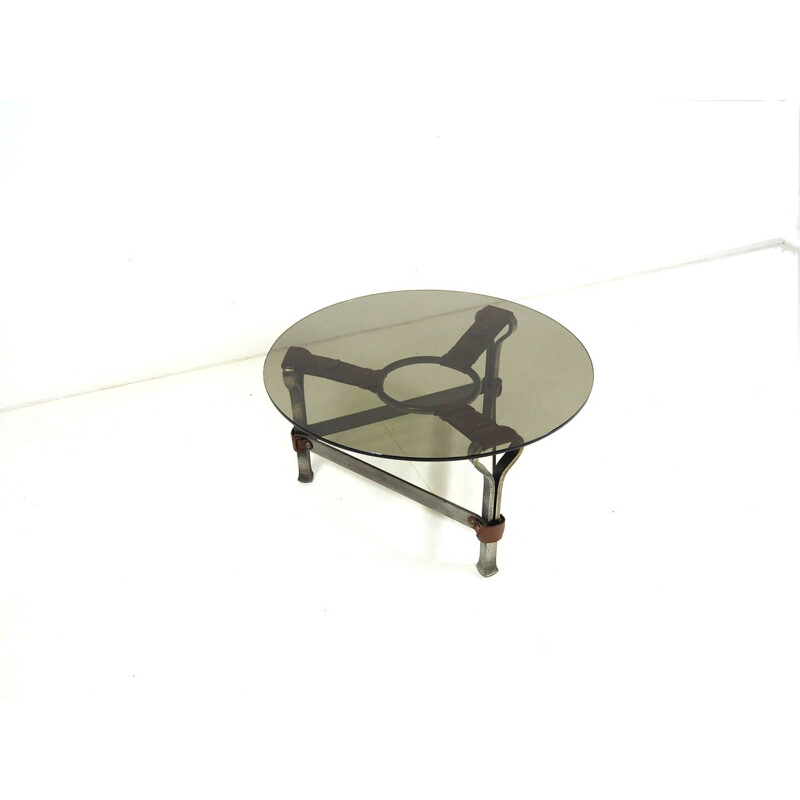 Vintage Brutalist coffee table by Jacques Adnet, 1960
