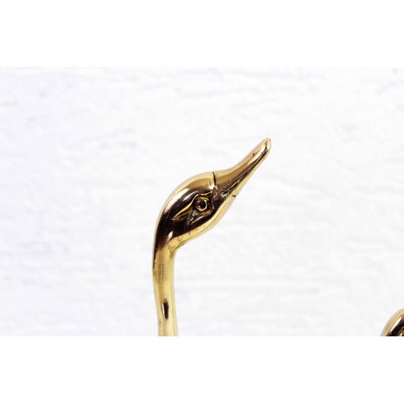 Set of 3 vintage brass swans, 1960