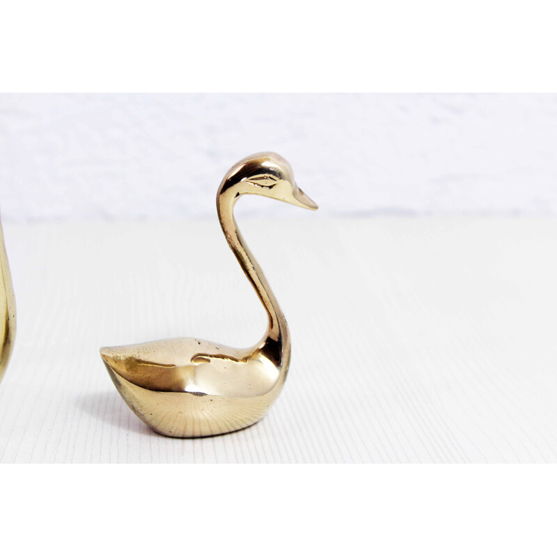 Set of 3 vintage brass swans, 1960