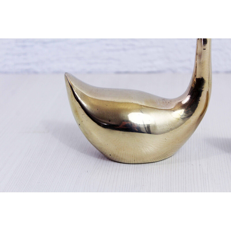 Set of 3 vintage brass swans, 1960