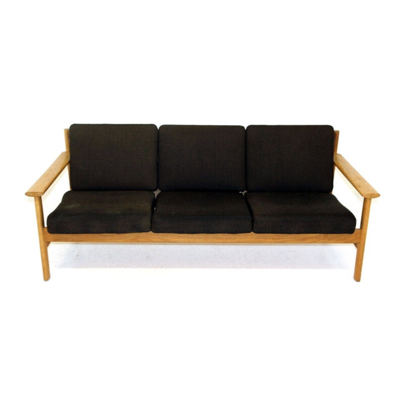 Vintage 3 seater oakwood sofa, Sweden 1960